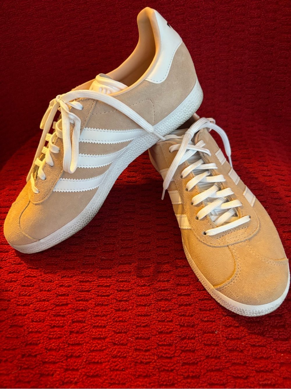 adidas Halo Blush  Gazelle Suede Sneakers with White Stripes